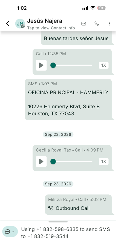 Conversación con un lead: llamadas y dirección