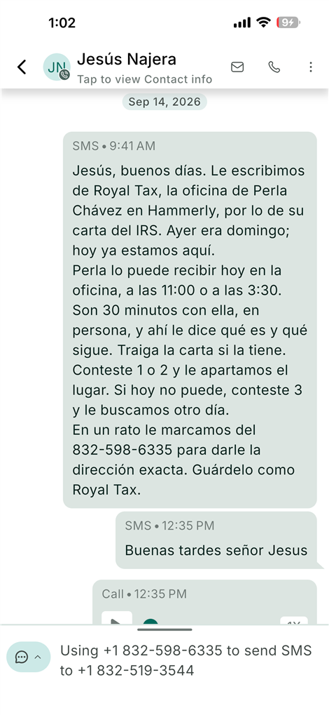 Conversación con un lead: el mensaje que se le manda